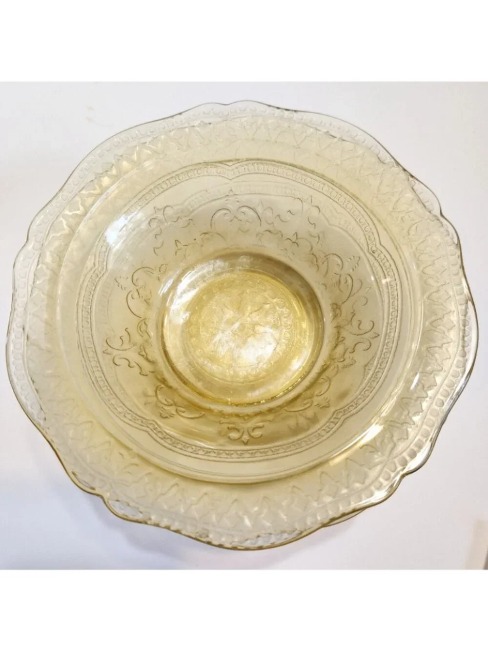 Federal Glass Depression Glass Patrician Spoke Amber Dessert Bowl set of 4 READ